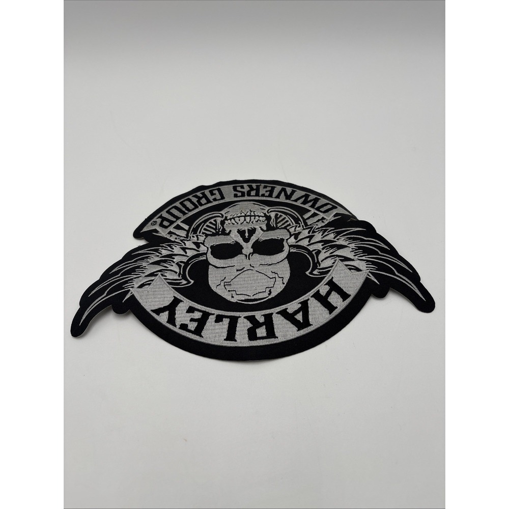 Large Winged Skull Silver Patch ~ Harley Davidson Owners Group H.O.G. - Picture 9 of 12